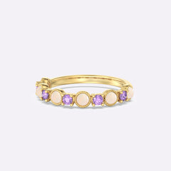 Bari Opal & Amethyst Curved Wedding Band