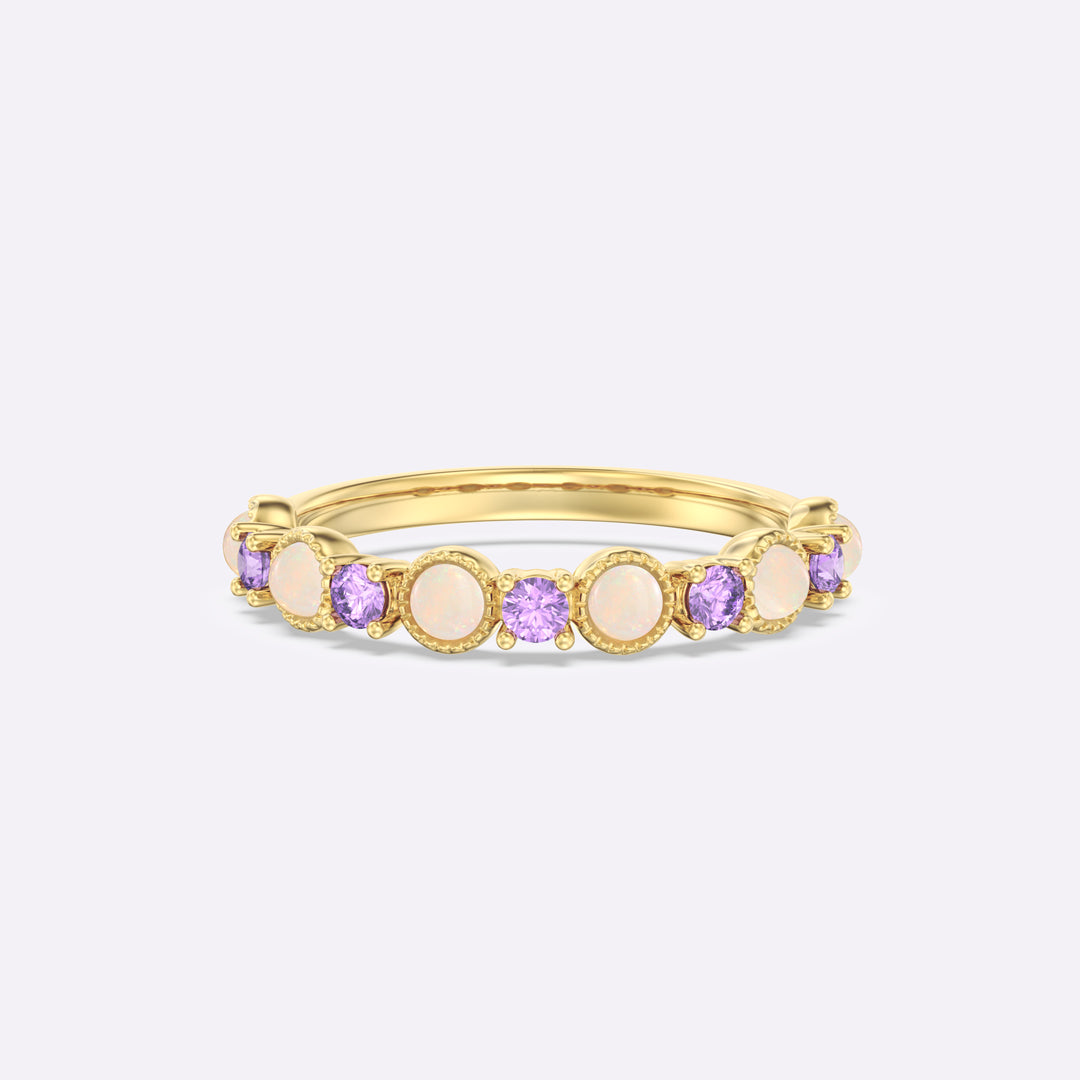 Bari Opal & Amethyst Curved Wedding Band