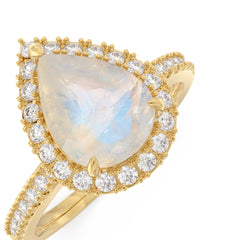 Moonstone Cambria Pave Pear Ring