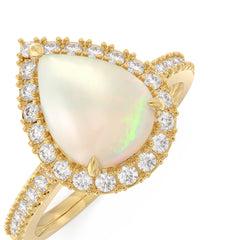 Opal Cambria Pave Pear Ring