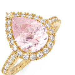 Lab Pink Sapphire Cambria Pave Pear Ring