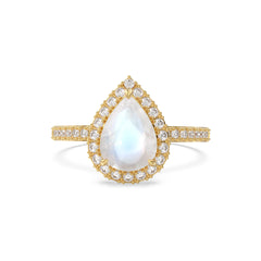 Moonstone Cambria Pave Pear Ring