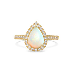 Opal Cambria Pave Pear Ring