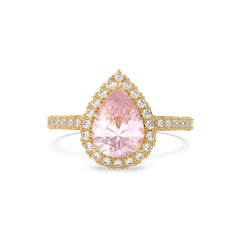 Lab Pink Sapphire Cambria Pave Pear Ring