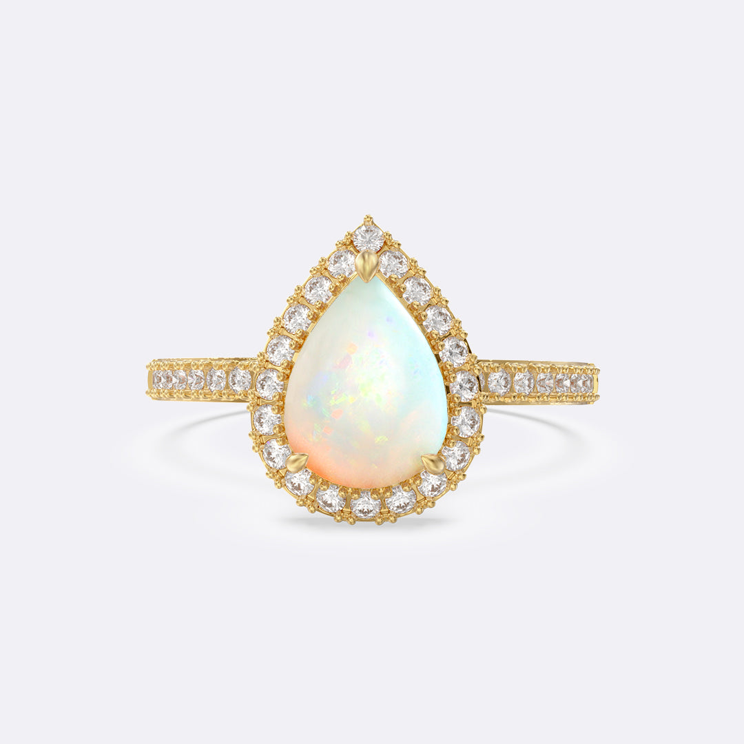 Opal Cambria Pave Pear Ring