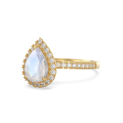 Moonstone Cambria Pave Pear Ring