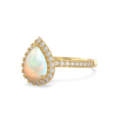 Opal Cambria Pave Pear Ring