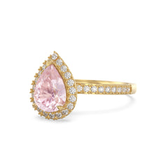 Lab Pink Sapphire Cambria Pave Pear Ring