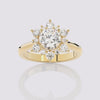 Moissanite Sunburst Halo Round Ring