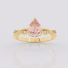 Lab Pink Sapphire Raw Side Stones Pear Ring